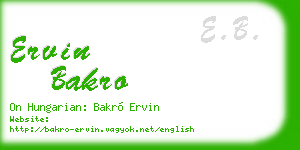 ervin bakro business card