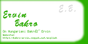 ervin bakro business card